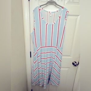 LuLaRoe Plus Size pastel red white & blue Nikki dress size 3XL like new